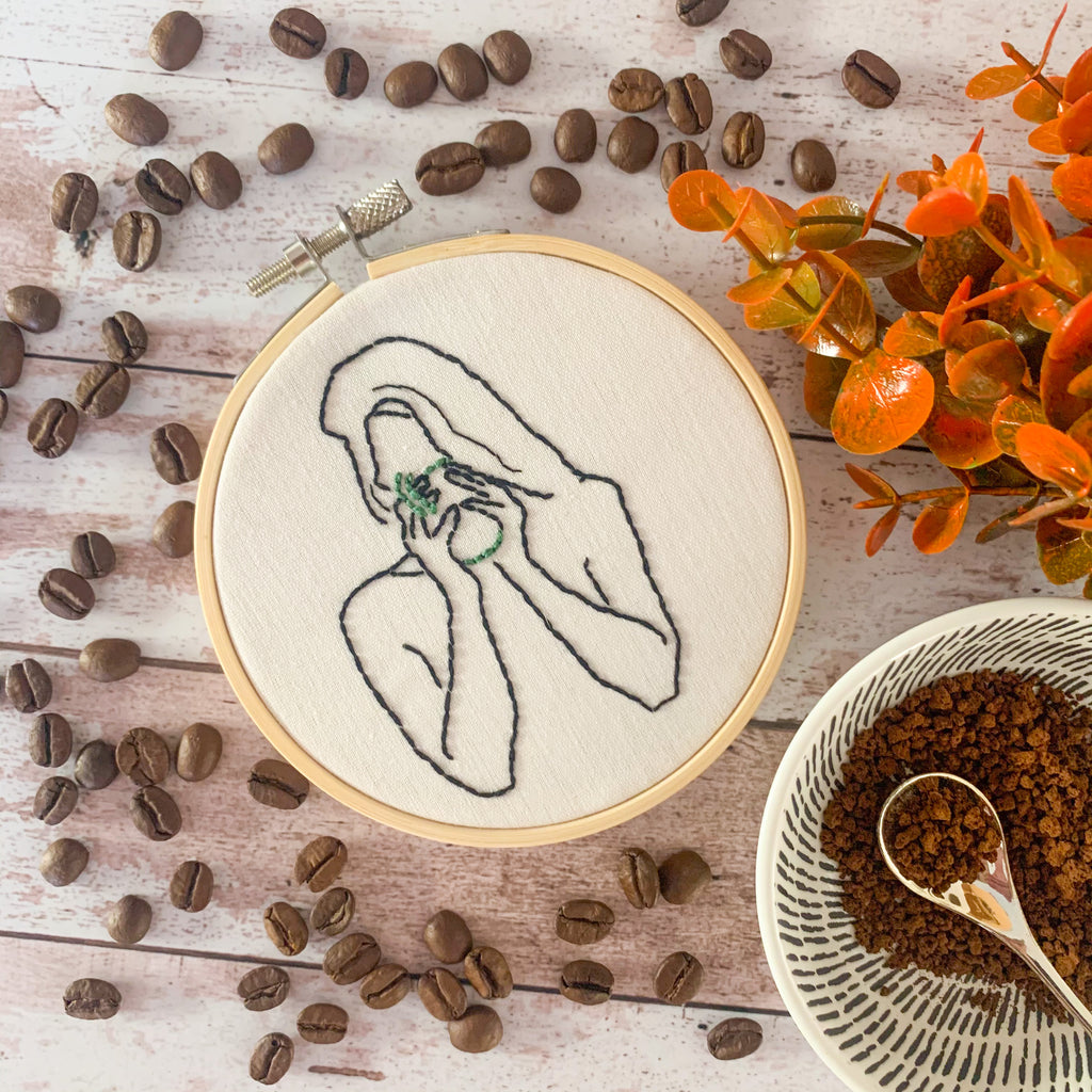 For the love of coffee - Embroidery Hoop Art (Small)
